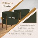 Ver imagem 4 de Poltrona Tâmisa Confortável Tecido Linho Verde Madeira Maciça