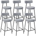 Ver imagem 1 de Kit 06 Banquetas Baixa para Cozinha Sala de Jantar Bar Bancada Milão L02 Bouclê Cinza - lyam decor L