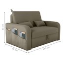 Ver imagem 2 de Sofá Cama 2 Lugares com Baú Bannow Veludo Cappuccino