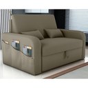 Ver imagem 1 de Sofá Cama 2 Lugares com Baú Bannow Veludo Cappuccino