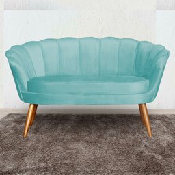 Sofá Pétala 2 Lugares Veludo Azul Turquesa Visalar Móveis - 3