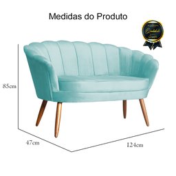 Sofá Pétala 2 Lugares Veludo Azul Turquesa Visalar Móveis - 5