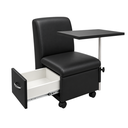 Ver imagem 5 de Ciranda Cadeira para Manicure com Mesa Regulável, Gaveta e Rodízios - Preto