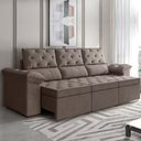 Ver imagem 2 de Sofa 3 Lugares Retratil 210cm Suede York Flash Estofado - Marrom