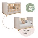 Ver imagem 7 de Dormitório Infantil Alfajor Guarda Roupa, Cômoda 1 Porta e Berço Off White/nature com Colchão