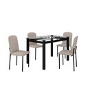 Ver imagem 2 de Mesa Tokio 120cm x 80 cm Tampo de Vidro com 4 Cadeiras Classic Preto/Bege