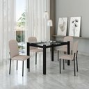 Ver imagem 1 de Mesa Tokio 120cm x 80 cm Tampo de Vidro com 4 Cadeiras Classic Preto/Bege