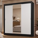 Ver imagem 1 de Guarda-roupa Casal 3 Portas de Correr com Espelho 2 Gavetas Preto/branco Sublime Madesa
