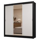 Ver imagem 3 de Guarda-roupa Casal 3 Portas de Correr com Espelho 2 Gavetas Preto/branco Sublime Madesa