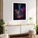 Ver imagem 2 de Quadro Decorativo Aurora Boreal Árvores - 70x50cm:moldura Preta