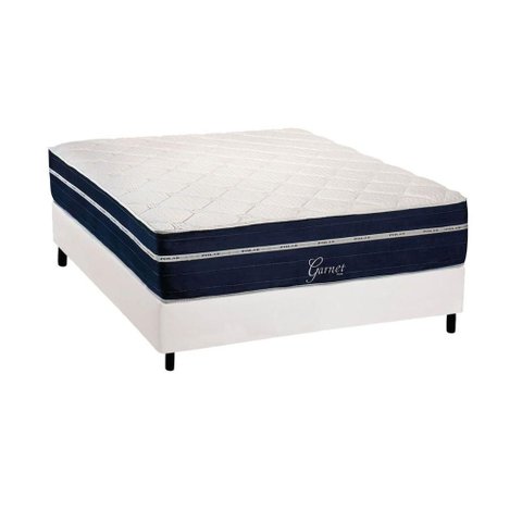 Cama Box Casal: Colchão Molas Ensacadas Polar Garnet + Base Crc Courano White (138x188)