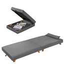 Ver imagem 5 de Cama Dobravel Portátil Pés Madeira Tecido Suede Cinza