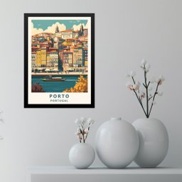 Quadro Decorativo Porto - Portugal 33x24cm - com Vidro:moldura Branca - 2