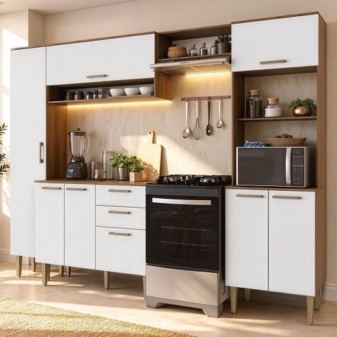 Cozinha Compacta Lille 8 Portas 2 Gavetas MDP 265cm Madesa