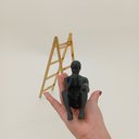 Ver imagem 4 de Escultura Decorativa de Metal Dourado 33x27x27cm Estátua Enfeite Sala Estante
