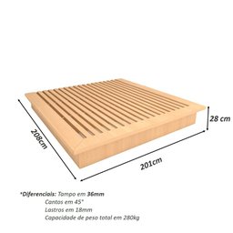 Cama King sob Medida Ca 201cmx208cm 100% Mdf Casa Lar Cor:carvalho Malva - 3