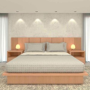 Cama King sob Medida Ca 201cmx208cm 100% Mdf Casa Lar Cor:carvalho Malva