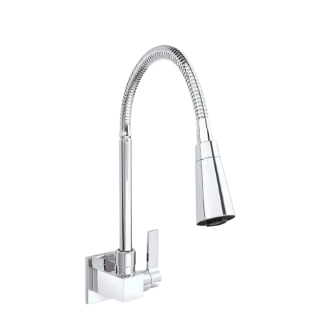Torneira Cozinha Parede Base Quadrada Conik Chrome - Levo