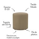 Ver imagem 3 de Puff Banqueta Decorativo Redondo Veludo Pé Plastico Viena:bege