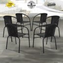 Ver imagem 2 de Conjunto 6 Cadeiras Happy Hour Varanda Área Sacada Edícula Empilhável Jardim Artesanal Preta