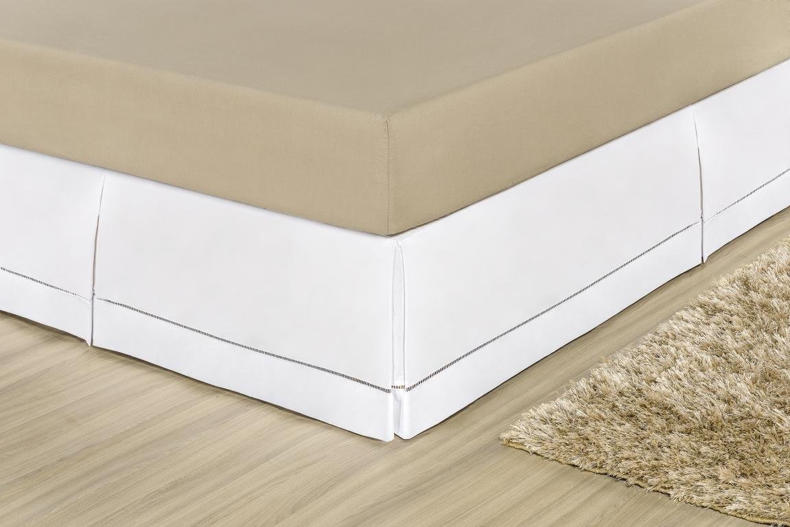 Saia Box para Cama Casal Queen Tecido 100% Algodão Branca | MadeiraMadeira
