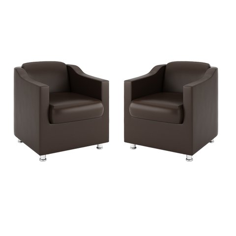 Kit 2 Poltronas para Recepção Clínica Médica - Balaqui Decor Cor:Courino Marrom