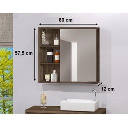 Espelho para Banheiro C/ Porta e Prateleiras Interna 60 cm - 4