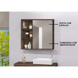 Espelho para Banheiro C/ Porta e Prateleiras Interna 60 cm - 3