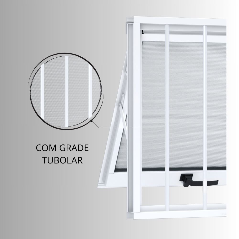 Janela Maxim-Ar com Grade Alumínio 60cmx60cm Riobras - 6
