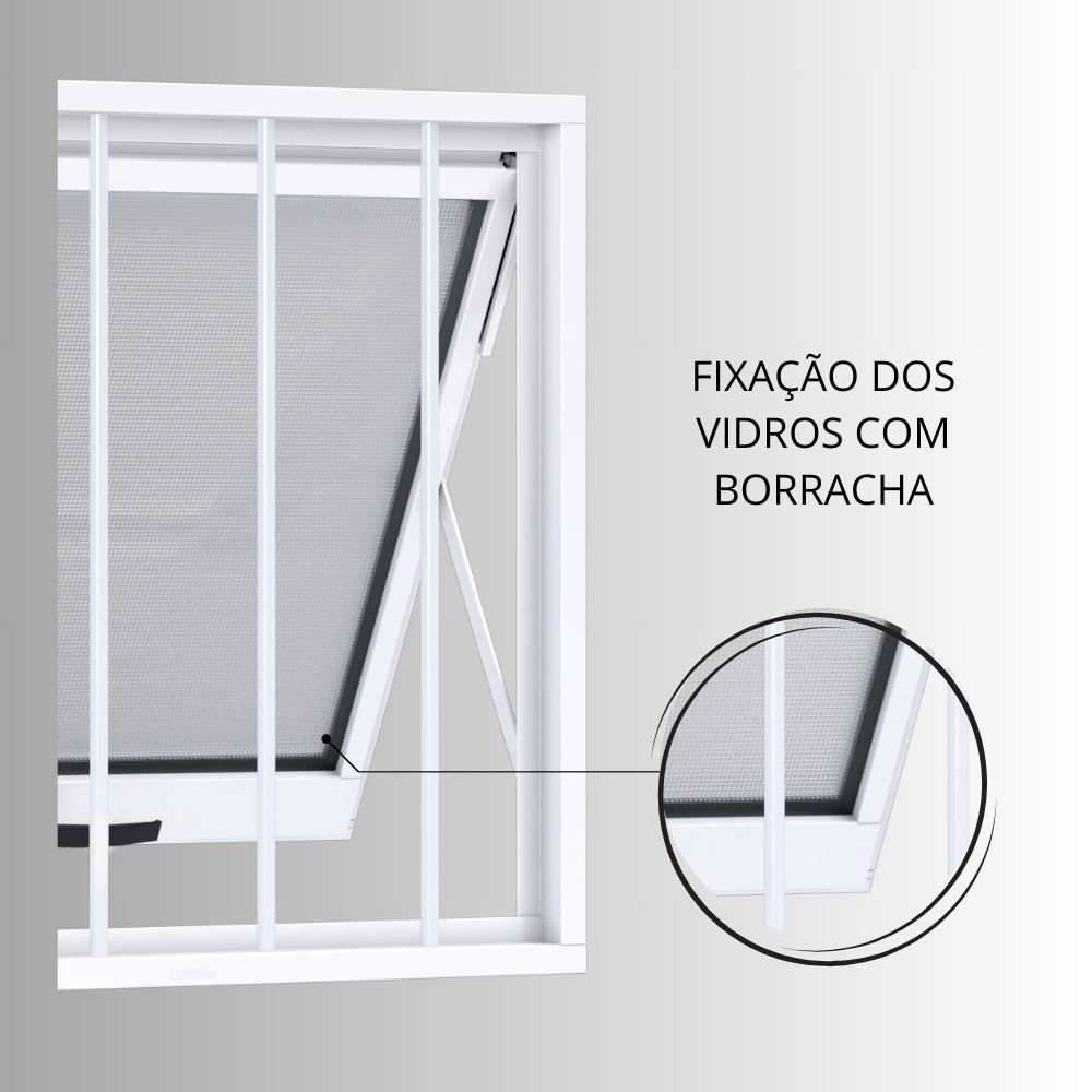 Janela Maxim-Ar com Grade Alumínio 60cmx60cm Riobras - 7