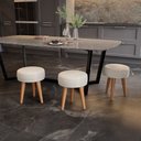 Ver imagem 3 de Kit 3 Banqueta Baixa Cozinha 48cm Estofada Off-white Madeira Maciça Urban