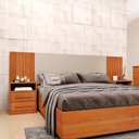 Ver imagem 1 de Cabeceira Casal Barcelona com Mesa de Cabeceira Cinamomo/off White - Tcil Móveis