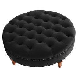 Puff Amara 60cm Suede Preto Slk Decor - 1