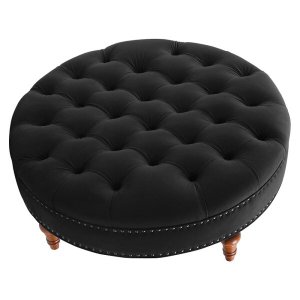 Puff Amara 60cm Suede Preto Slk Decor