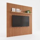 Ver imagem 2 de Painel Ripado para TV 80 Polegadas 250CMX223,5cm 100% MDF em Placa com Prateleira Marrom