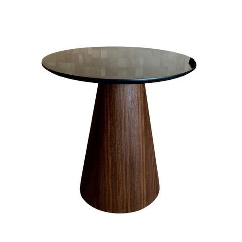 Mesa Cone Lateral Imbuia Rajado Tampo 51cm Laca Preta Marrom