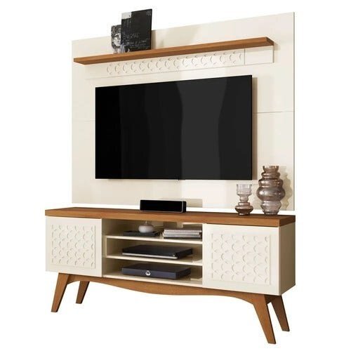 Rack Bancada Lis com Painel Win New - Frade Movelaria - Off White/Coral ...