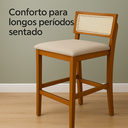 Ver imagem 2 de Banqueta Madeira Maciça Estofado Linho com Tela Sextavada Premiere