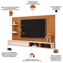 Ver imagem 4 de Painel Ripado Tv 60 Pol com Bancada Suspensa 179cm Joan D05 Freijó Off White - Lyam Decor