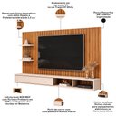 Ver imagem 3 de Painel Ripado TV 60 pol com Bancada Suspensa 179cm Joan D05 Freijó Off White - Lyam Decor