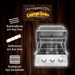Churrasqueira a Gás de Inox Chaleur de Embutir Concept Series 3 Queimadores para Bancada - 3