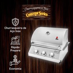 Churrasqueira a Gás de Inox Chaleur de Embutir Concept Series 3 Queimadores para Bancada - 2