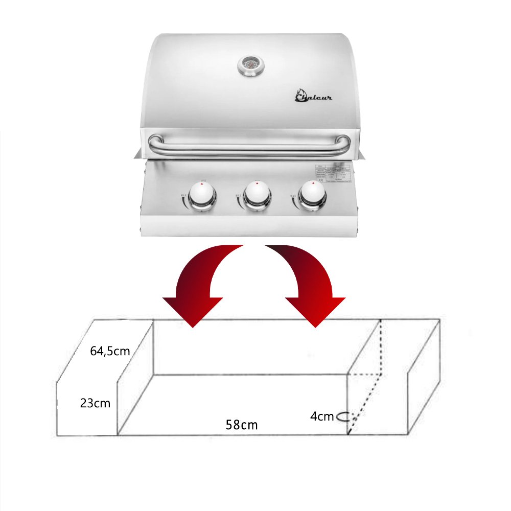 Churrasqueira a Gás de Inox Chaleur de Embutir Concept Series 3 Queimadores para Bancada - 6