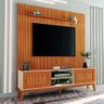 Rack Bancada King com Painel para Tv até 75 Polegadas 1,80m Egeo Cedro/off White - 2