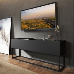 Bancada TV Basculante Preta e Tubos Preto Fosco Carraro - 1
