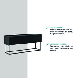 Bancada TV Basculante Preta e Tubos Preto Fosco Carraro - 3