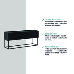 Bancada TV Basculante Preta e Tubos Preto Fosco Carraro - 4