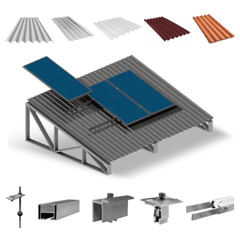 Kit Estrutura Suporte Fixador 1,20m Para 03 Placa Solar Alumínio Inox Telha Fibro Ondulada Viga Metá