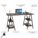 Ver imagem 3 de Mesa Escrivaninha Cavalete 135cm Estilo Industrial Prisma C08 Carvalho Dark/Preto - Mpozenato