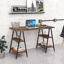 Ver imagem 2 de Mesa Escrivaninha Cavalete 135cm Estilo Industrial Prisma C08 Carvalho Dark/Preto - Mpozenato
